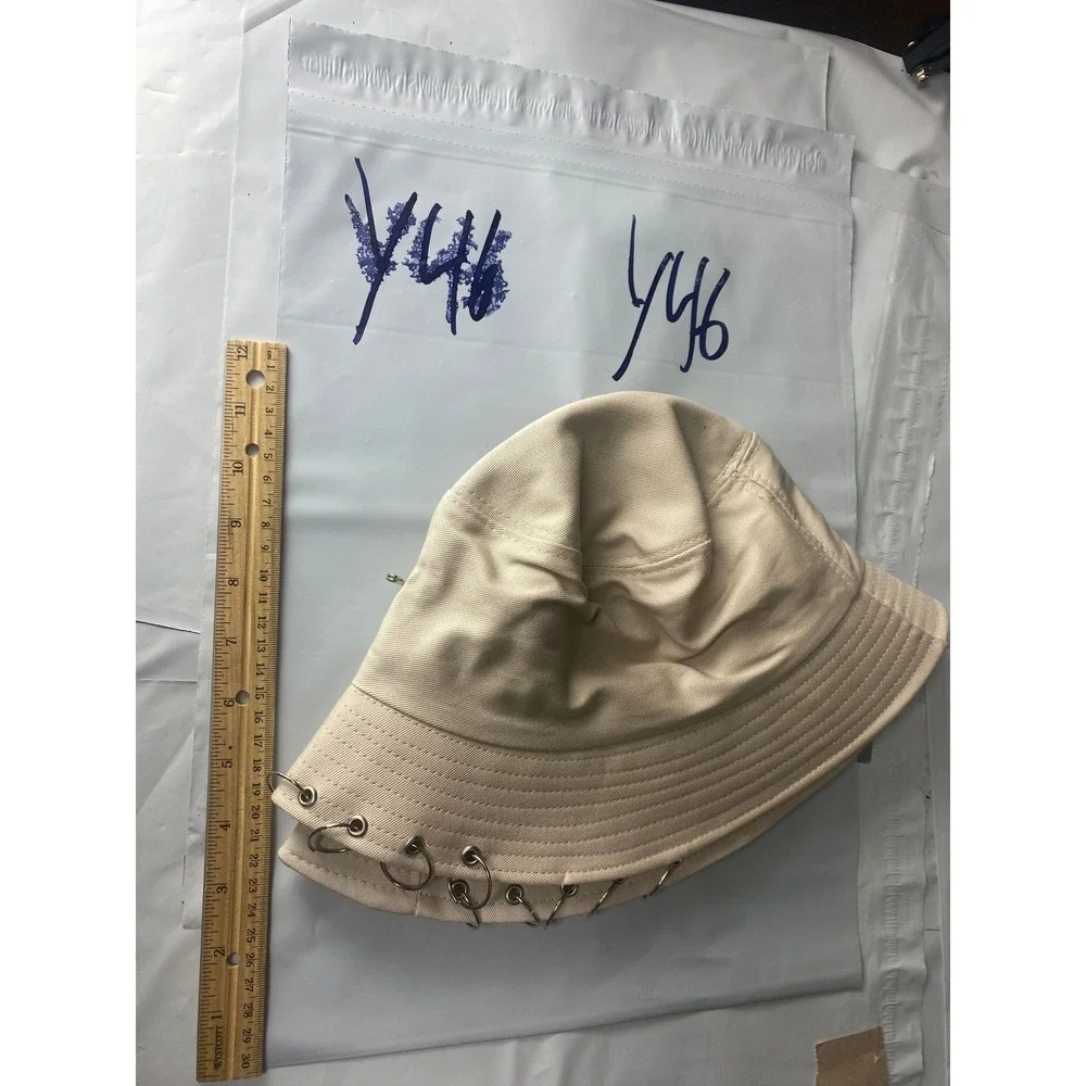 Beige Bucket Hat with Grommets‎ and D-Rings